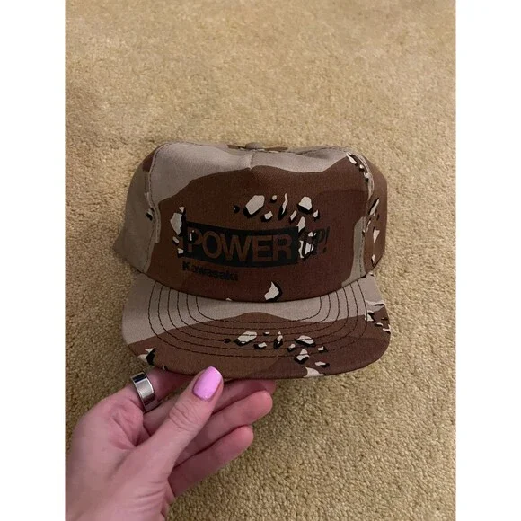 Vintage Camoflauge Kawasaki "Power Up" Snapback Hat - Picture 1 of 5
